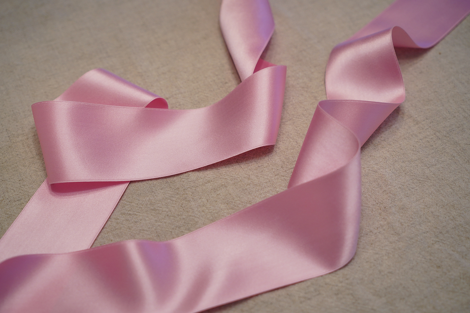 2 Pink Silk Satin Ribbon